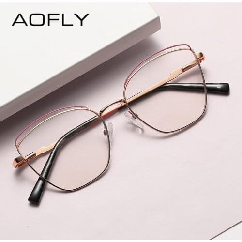 AOFLY Computer Gaming Glasses For Women 2021 Fashion Blue Light Eyewear Ladies Cat Eye Optical Prescription Eyeglass Frame UV400