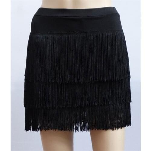 Adult Latin Dance Skirt Womens High Quality Fringed Latin Skirt Lady Cha Cha Rumba Samba Fringe Sexy Dance Practice Clothing