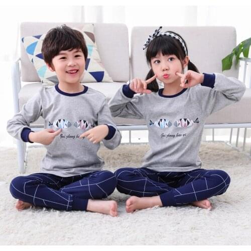 Winter Boys Girls Cotton Pajamas Sleepwear Baby Girls Clothes Full Sleeve Cartoon Fish Pyjamas Kids Boys Baby Pijamas Homewear