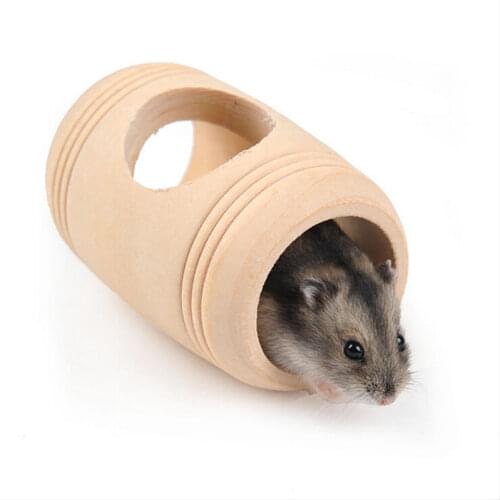 Winter Small Animal Wooden Bed House Cage Molar Wine Cake Shaped Pet Rat Hamster Mouse Wood Toy 8.3cm X 5.5cm