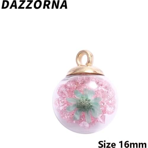 10Pcs/Lot 16mm Transparent Glass Ball Pendant For DIY Handmade Making Earring Necklace Jewelry Accesories Pick Color Wholesale