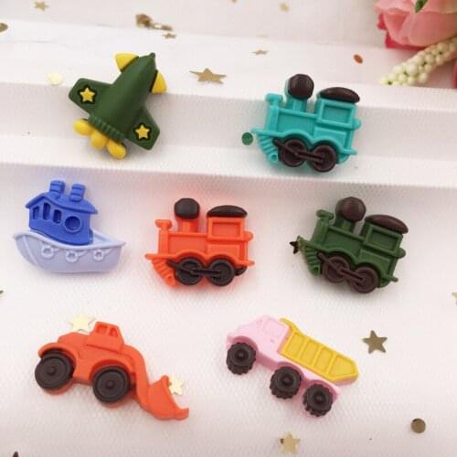 14PCS Resin Mix Colorful Lovely Mini Engineering Vehicle Flatback Cabochon Stone Scrapbook DIY Decor Home Figurine Craft SF743