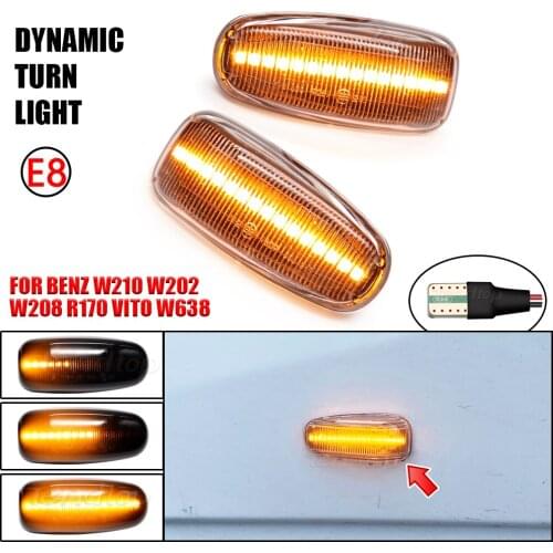 2 Pcs For Mercedes Benz W210 W202 CLK W208 SLK R170 W638 LED Side Marker Turn Signal Lights Sequential Lamp Car Accessories