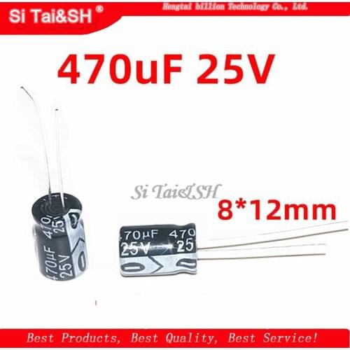 20PCS Higt quality 25V470UF 8*12mm 470UF 25V 8*12 Electrolytic capacitor
