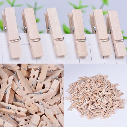 50Pcs/pack Hot Sale Mini Natural Wooden Clip Clothes Photo Paper Peg Pin Clothespin Craft Clips School Office Stationery