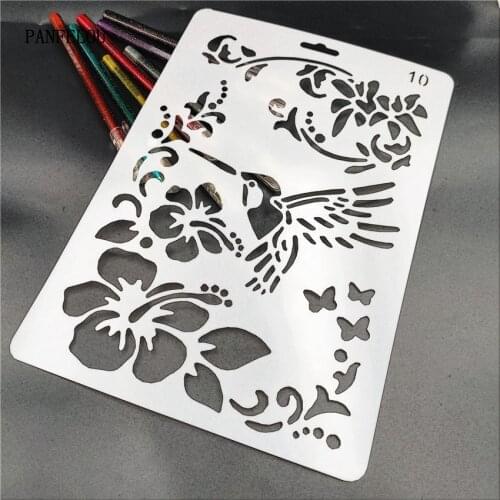 A hummingbird vines scrapbook stencils spray plastic mold shield DIY cake hollow Embellishment printing lace ruler valentine