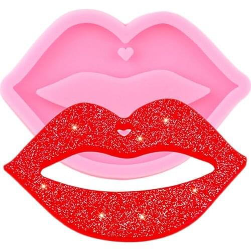 Shiny Lips Keychain Mold Epoxy Resin Silicone Molds Craft DIY Necklace Making Jewelry Pendant Moulds Chocolate Fondant Mould