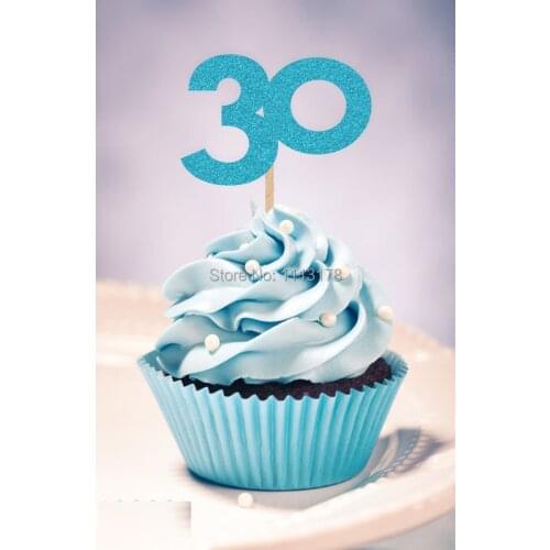 Glitter number Cupcake Toppers personalized arty baby bridal shower birthdayocearn wedding cake topper decor