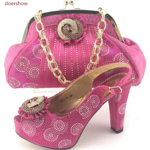 Doershow Fashion Matching Italian Shoes and Bag Set African Women Matching Italian Shoe and Bag Set Italian Shoes withbagWI1-19