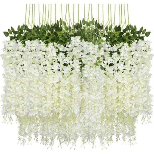 12pcs Artificial Fake Flowers Vine Garland Arch Wedding Decor Wisteria Vine Garden Decor Home Room Hanging Rattan Decor