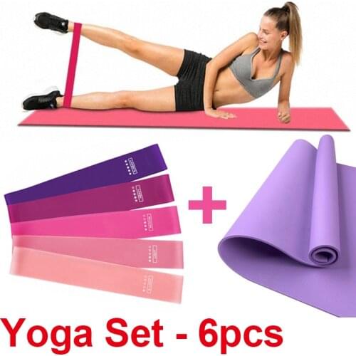 6MM Thick EVA Yoga Mat for Beginner Exercise Yoga Pilates Gymnastics Mats Home Workout Equipment Set with Yoga Resistance Band
