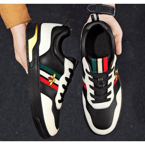 Fashionable Sports Shoes Casual Shoes Men Canvas Leather Man Shoe Sneakers Fashion Big Size Black White Breathable