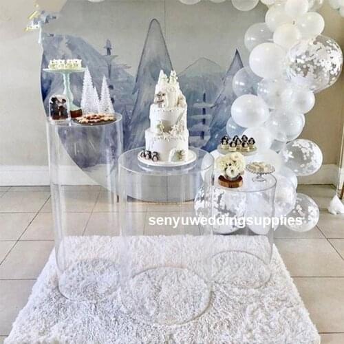 Round Clear Acrylic Plinth Display Customized Lucite Pedestal Plinth senyu1414