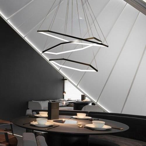 Hall chandelier modern minimalist living room lamp creative minimalist black titanium stainless steel restaurant designer