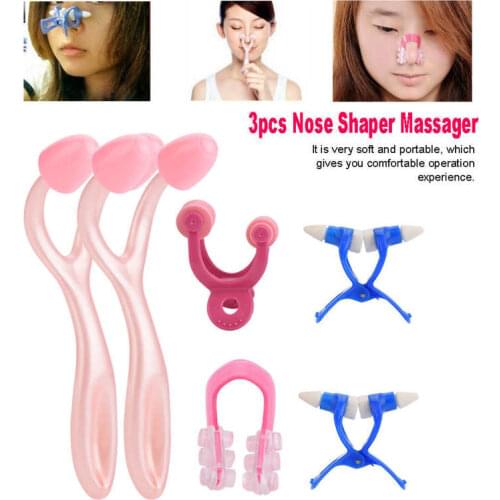 Nose Up Shaping Shaper Massage Roller Clip Clipper Lifting Bridge Straightening Beauty Nose Clip Corrector Face Care Tool 3pcs