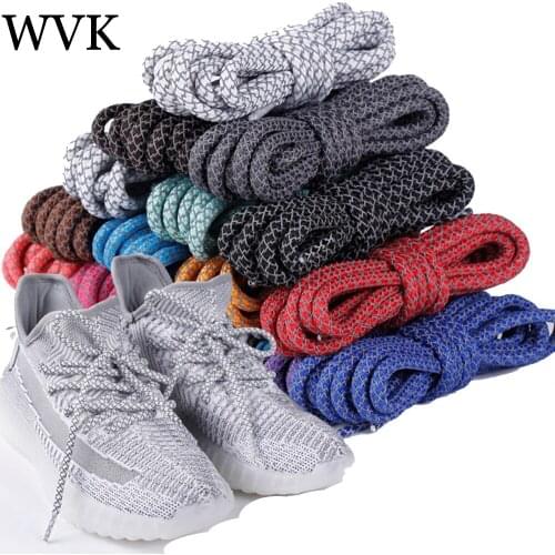 1pair fashion Reflective Shoelaces Luminous Shoelaces Shoes Woman Man Casual Boot Laces Round Shoelaces Shoes Accessories