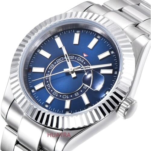 40mm Mens Watch Sapphire Glass Luxury Calendar Automatic Stainless Steel Case Waterproof Sterile Dial Luminous Watch Men