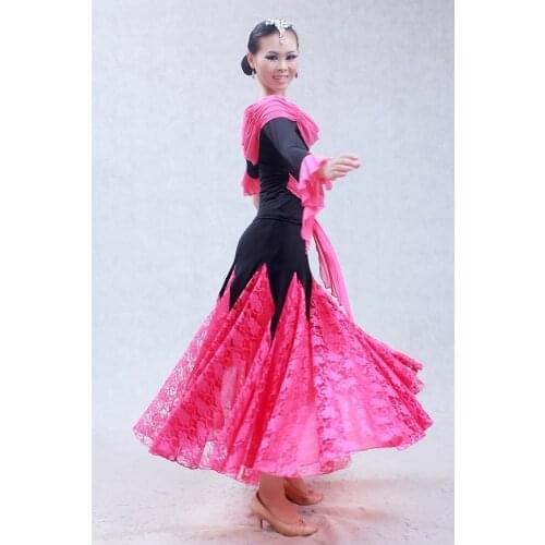 New lace flower waltz Latin salsa tango rumba Quick step Fox trot practice Dance skirt