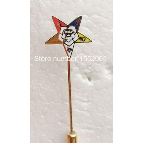 Factory Wholesale Eastern Star Logo masonic mason freemasonry lapel pin emblem with long pin fitting