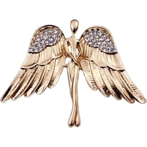 Birthdays Gift Elegant Angel Wings Metal Brooches Rhinestones Brooch Pin