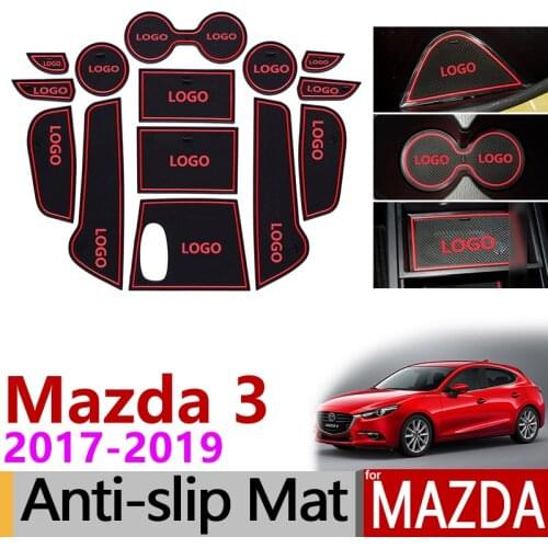 Anti-Slip Gate Slot Mat Rubber Coaster for Mazda 3 BN Axela 2017 2018 2019 Facelift Mazda3 MK3 Accessories Car Stickers 14Pcs