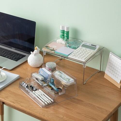 Transparent Desk Organizer Rack Desktop Storage Rack Sundries Organizer Multifunctional Desktop Shelf Cosmetic Storag Shelf