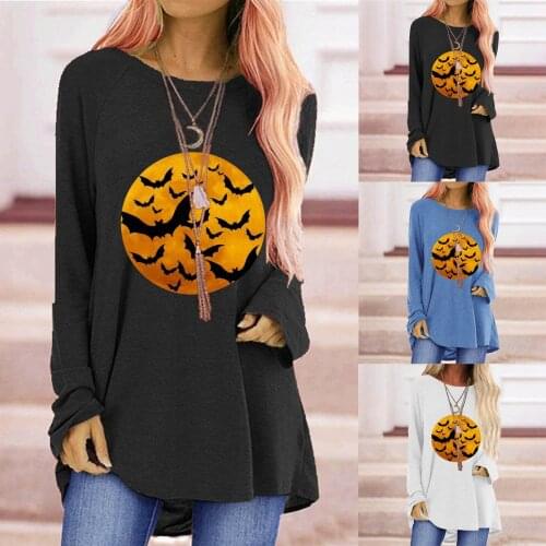 WomenS Pullover Autumn Hot Style Round Neck Print Halloween Long-Sleeved Top High Quality Clothes толстовка женская 50