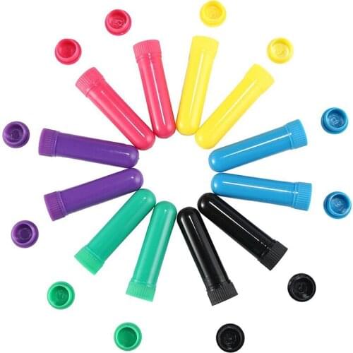 10pcs/lot Essential Oil Aromatherapy Blank Nasal Inhaler Tubes (10 Complete Sticks), Color Random Blank Nasal Containers