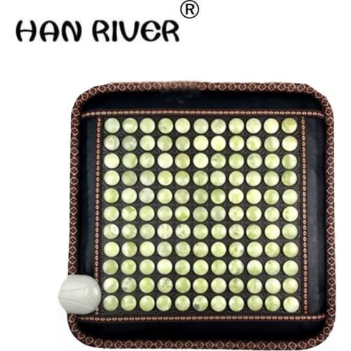 Hot sales adjustable temperature control natural jade jade health office germanium stone electric warming hot chair cushion