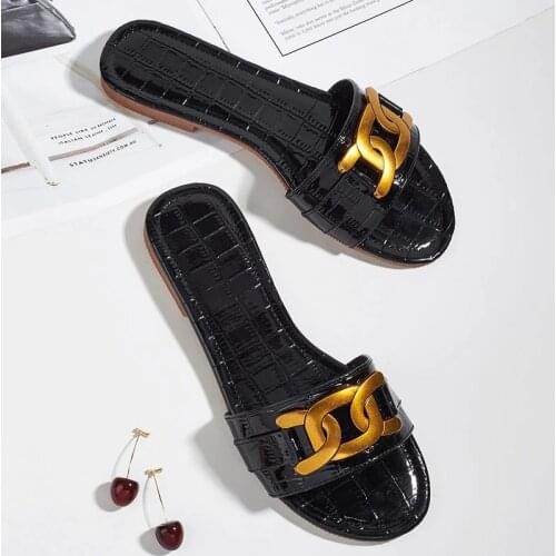 2021 Women Slippers Fashion Flat Heel Slides Slippers Shoes For Woman Casual Female Flip Flops Stone Pattern Ladies Slippers