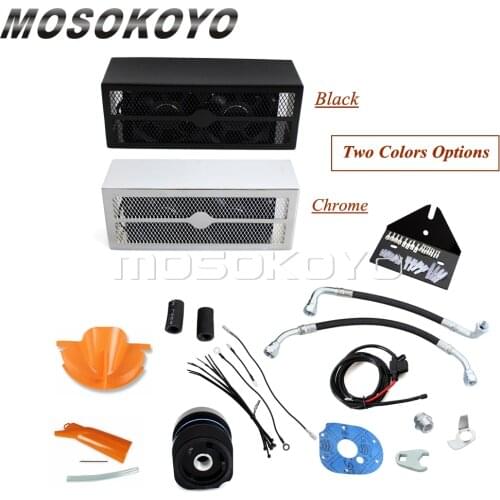Complete Engine Cooling Reefer Oil Cooler Fans Assembly System For Harley Dyna Super Glide FX/FL Street Fat Bob 93-17 Low Rider