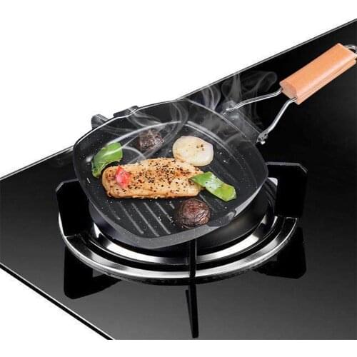 20cm*20cm steak pot striped frying pan fried steak special pot Maifan stone non-stick coating pot burdock frying pan household