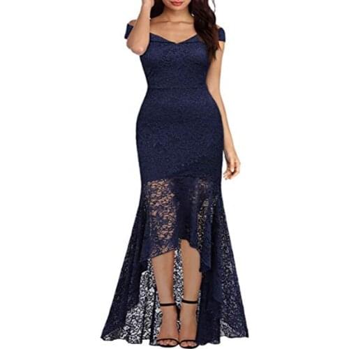 Front short long back dark blue halter Bow Bridesmaid Party banquet Dresses 2019 new style halter Bow Bridesmaid Dresses