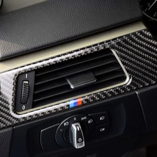 Carbon Fiber Style Plastic Left Air Conditioner Vent Outlet Cover Mouldings For BMW 3 Series E90 E92 E93 2005-2012
