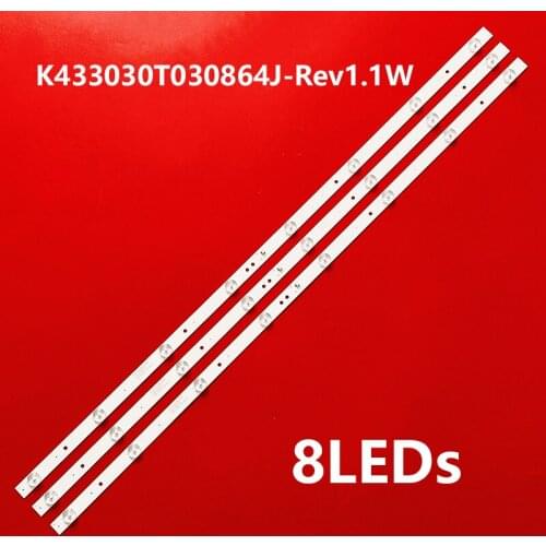 LED Backlight strip 8 lamp For Sanyo 43'' TV K433030T030864J-REV1.1W 43CE1230 43BS3700