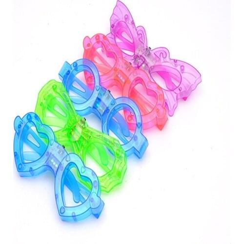 Luminous fluorescent glasses round butterfly eyes children luminescence flash eyes light toys wholesale