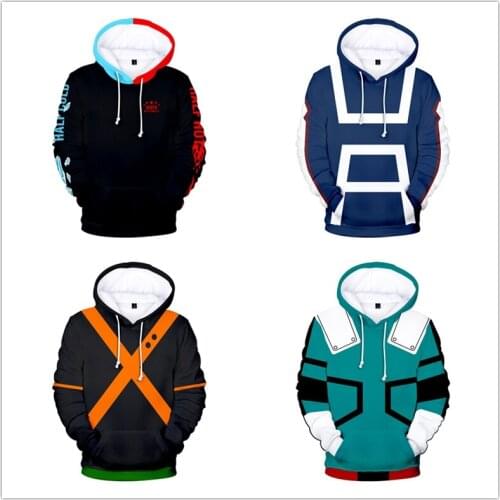 3D My Hero Academia Print Hoodie Men Women Boku no Hero Academia Cosplay Costume Sweatshirt School Uniform Jacket Hoodies