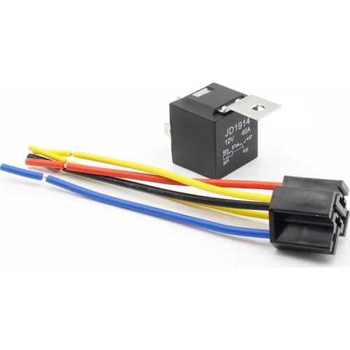 1 piece Waterproof Automotive Relay 12v 5pin 40a Car Relay 12v With Black Red Copper Terminal Auto Relay With Relay Socket