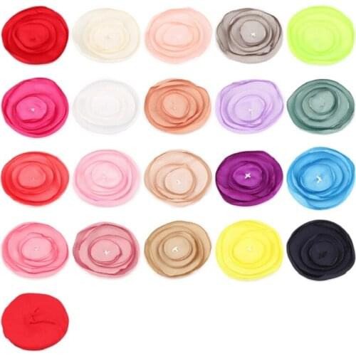 10pcs/lot 4.5cm Burn Edge Fashion Chiffon Petals Flower Hair Clips Fabric Hair Flowers For Kids Girls Hair Accessories Headbands