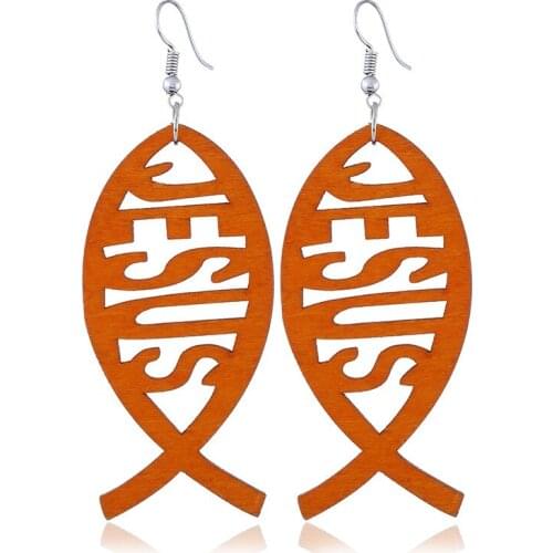 Jesus Fish Wooden Earrings Wooden Jewelry For Women