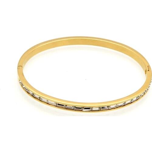 New Arrival 4 Colors Rectangular Crystal Bracelets & Bangles Cuff Love Jewelry Stainless Steel Women Wedding Bangles For Woman