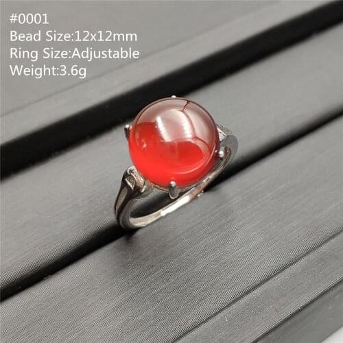 Genuine Natural Orange Red Garnet Quartz Adjustable Ring Crystal 14x10mm 925 Sterling Silver Woman Men Rings Jewelry AAAAA
