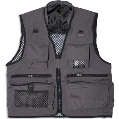 Mens Quick Dry Multi-pocket Fishing Hiking Travel Thin Vest Outdoor Mountaineering Drift Advertising Photography Vest Coat