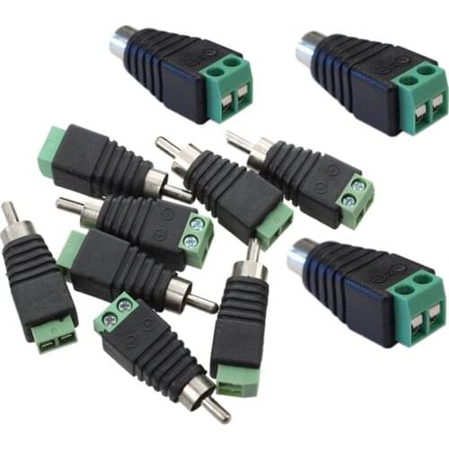 10pcs Green RCA Terminal Block CAT5 to Camera CCTV Video Balun RCA Female or Male Jack AV Screw Connector
