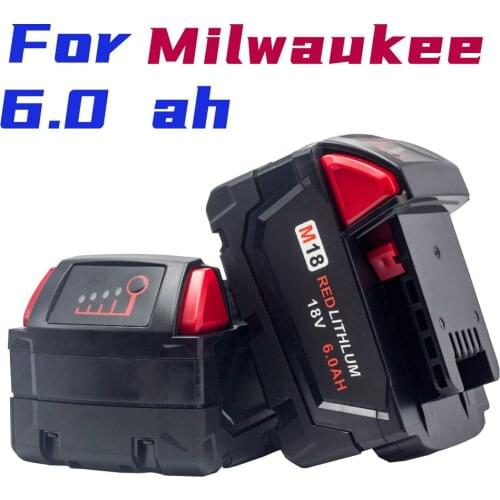 100% New Original 18V 6000mAh Replacemet Lithium ion 6.0Ah Battery for Milwaukee Xc M18 M18B Cordless Tools Batteries+Charger