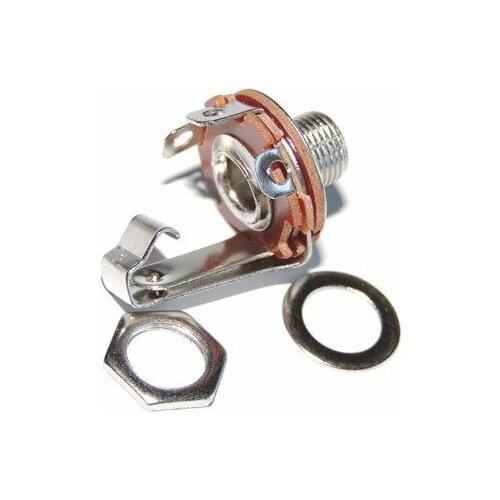 100PCS 1/4" 6.35mm Mono Female Audio Jack with Switch Socket Chassis Panel Mount for MIC Microphone