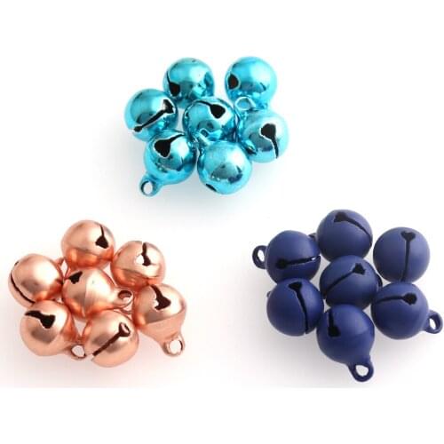 100pcs Jingle Bells 10mm Rose Gold/Mint Green Pendants Hanging Christmas Tree DIY Crafts Jewelry making Decorative Accessories