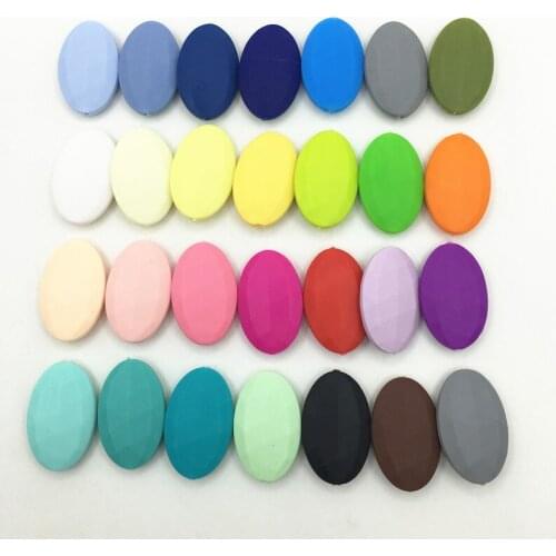 100pcs/lot Flat Oval Loose Silicone Beads For Teething Necklace Silicone Loose Beads For Baby Teether BPA Free 30 color