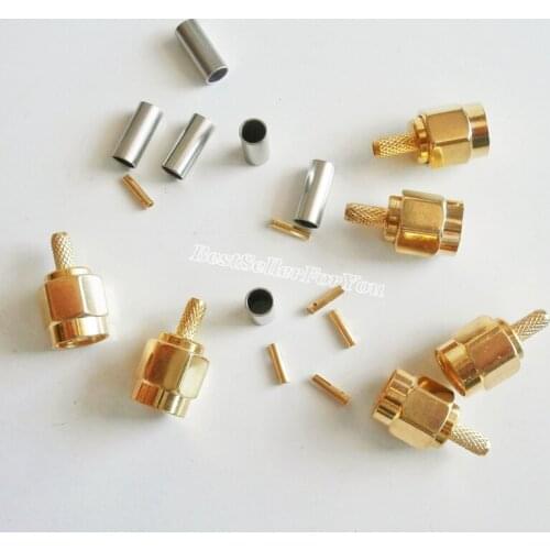 100Pcs RP-SMA Male Jack Crimp Connector Cable For RG174 RG316 LMR100 WiFi