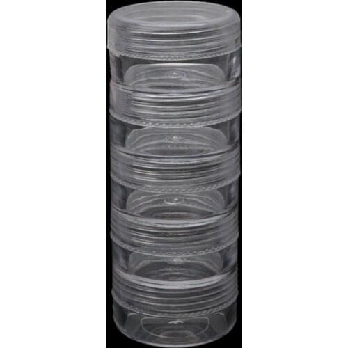 13MC 5 Layer Stackable Bead Containers Small Item Plastic Round Clear Storage Jar Box